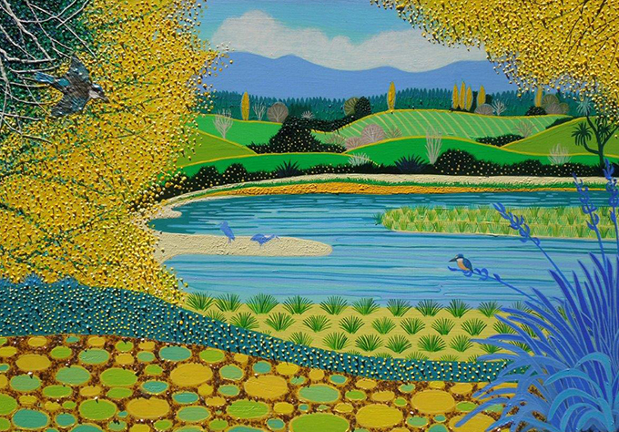 halcyon golden and blue art